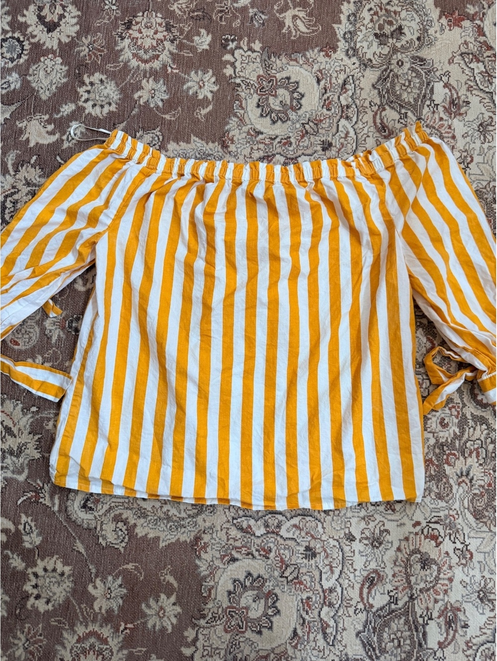 Primark Yellow Stripe Off Shoulder Top